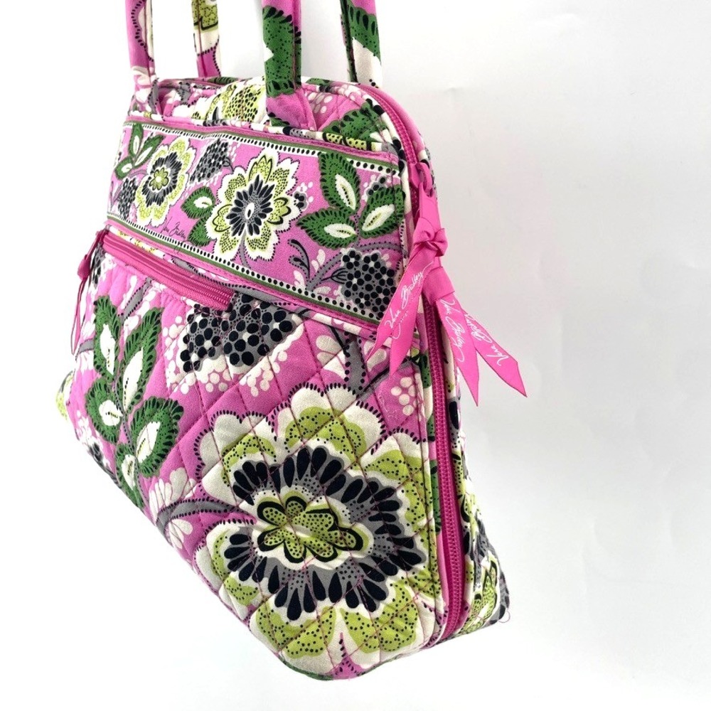 Vera Bradley Priscilla Pink Floral Bowler Bag Shoulder Bag Handbag Travel Tote - Picture 3 of 14